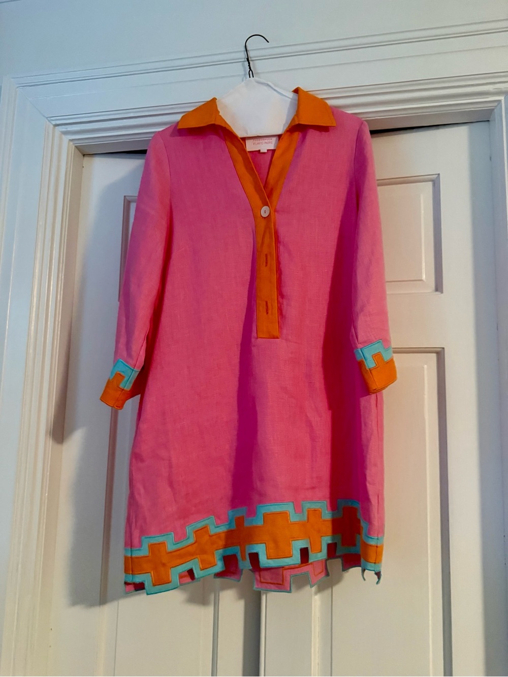 Peony Pink and Tangerine Collier Dress